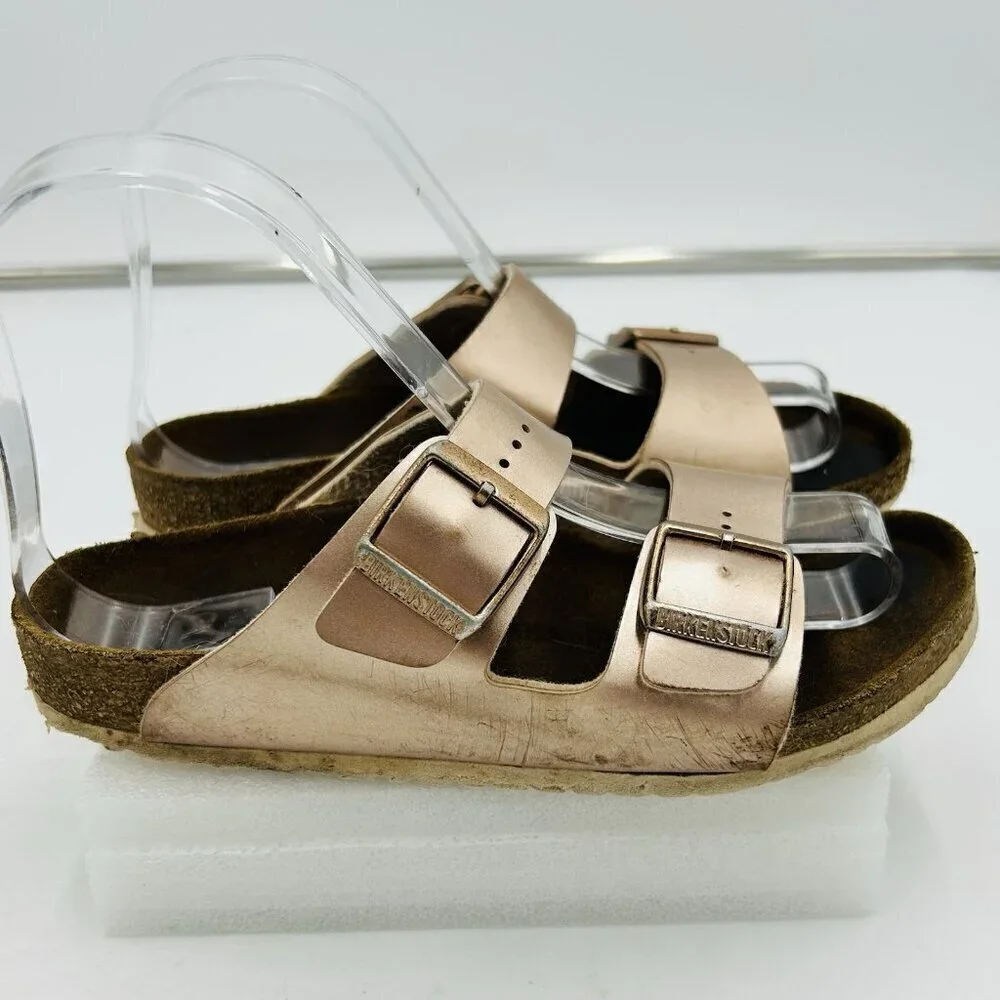 Birkenstock Girls Arizona Kids Slides Sandals Sz US 3-3.5 / 34 EU Rose Gold